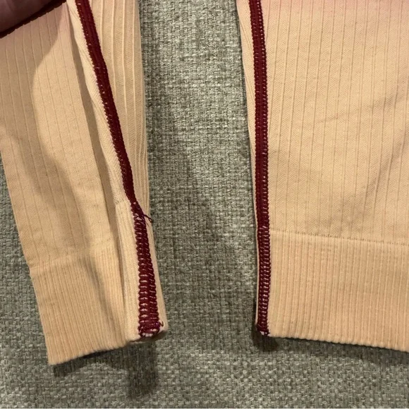 THE UPSIDE Ombre Ribbed Seamless Leggings - Burgundy/Cream - Size S (Fits 4)
